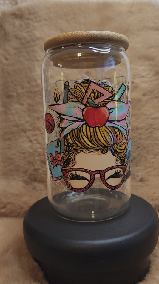 Teacher Life 16 oz. Glass Tumbler