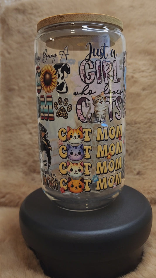 Cat Mom 20 oz. Glass Tumbler
