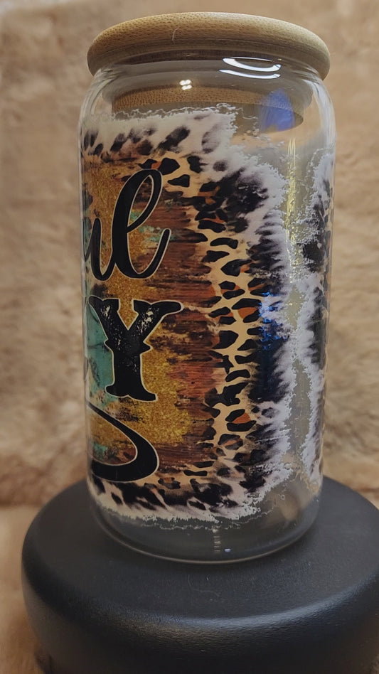 Beautiful Crazy Western Theme 16 oz. Glass Tumbler