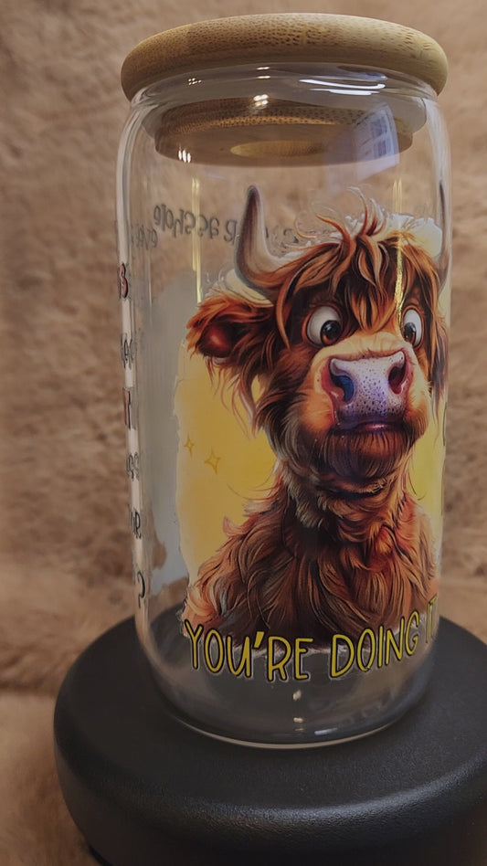 Cow Theme 16 oz. Glass Tumbler *ADULT*