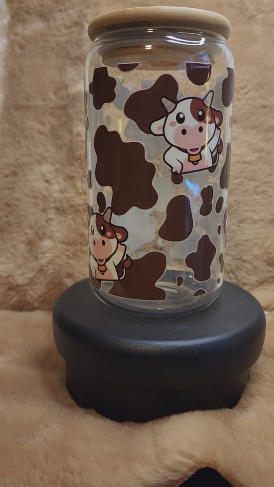 Brown Cow 16 oz. Glass Tumbler