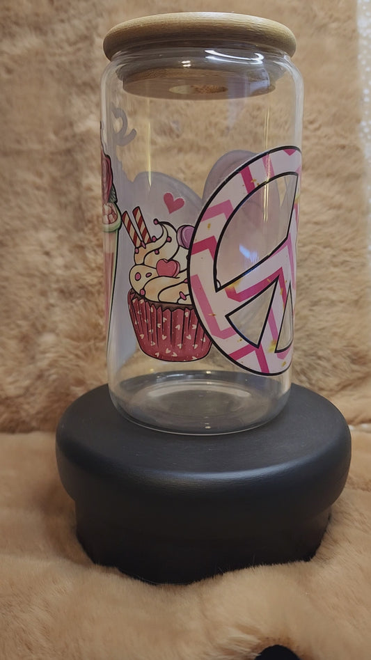 Peace & Love 16 oz. Glass Tumbler