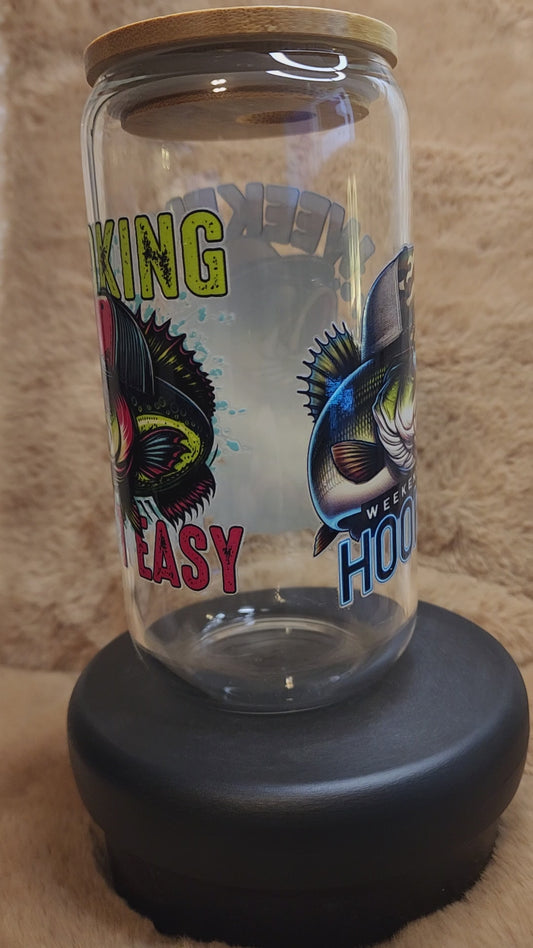 Funny Fishing Theme 16 oz. Glass Tumbler