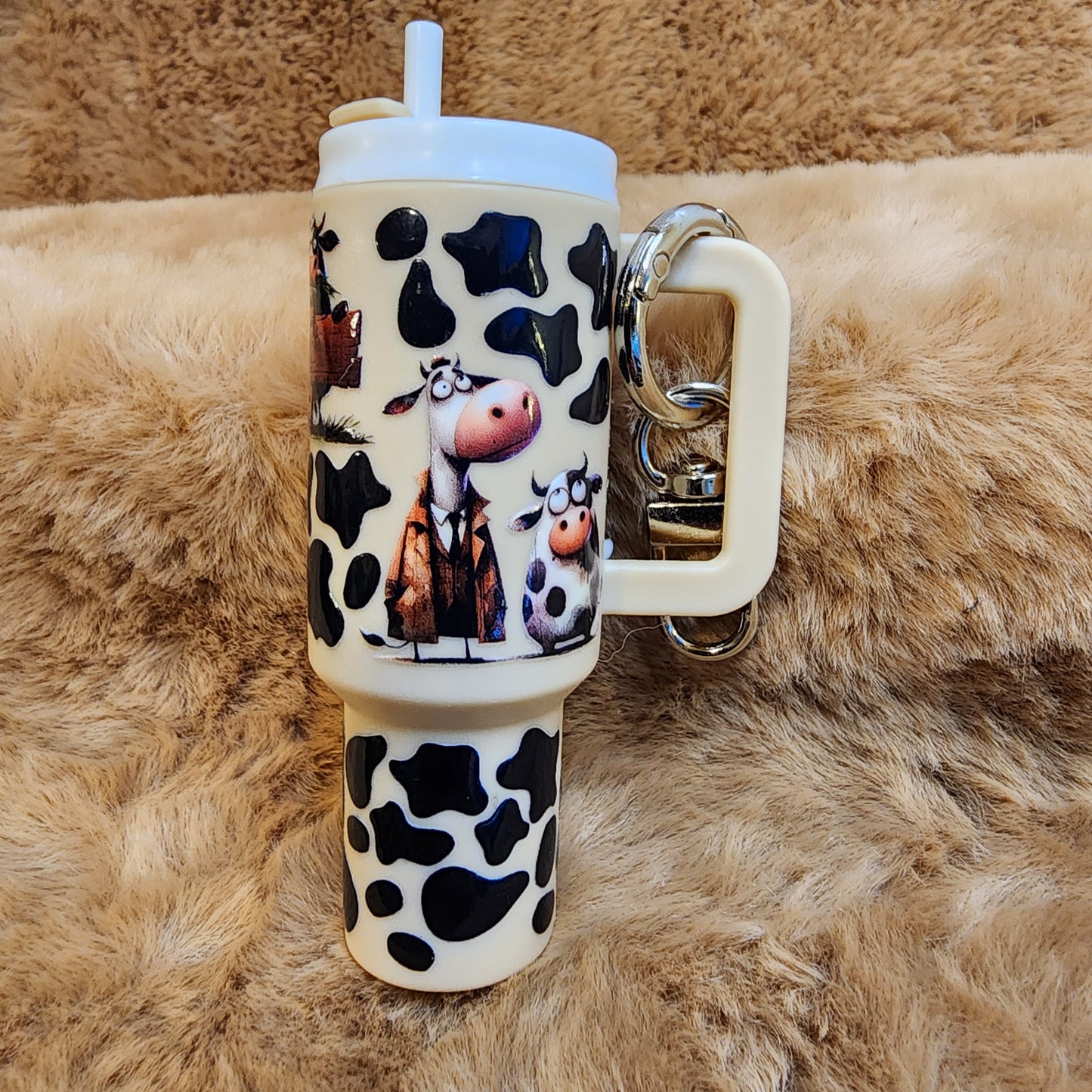 Cow CFA Print Mini Tumbler Keychain
