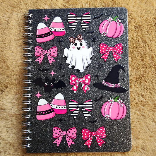 Cute Halloween Black Glitter Small Notebook