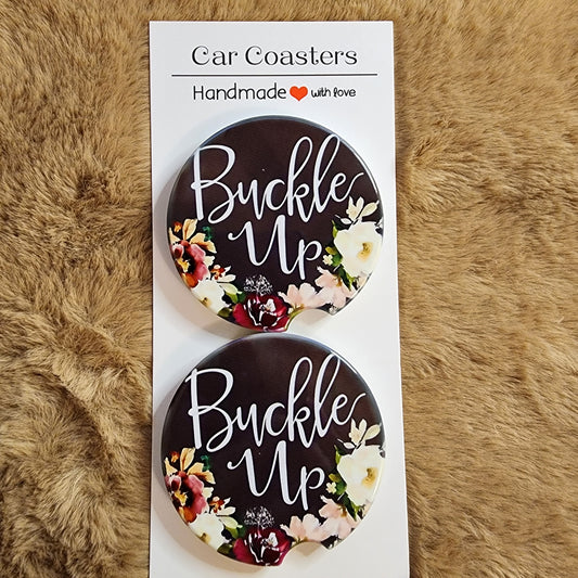 Buckle Up 2 pc Ceramic Coaster Set