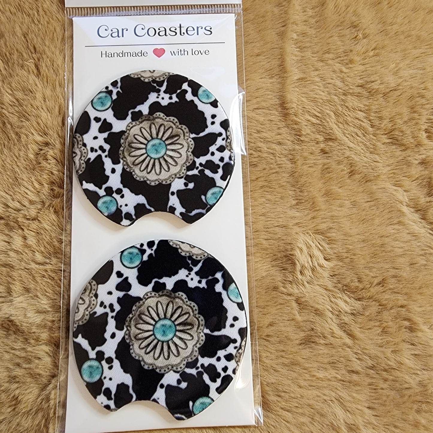 Concho Western 2 pc Neoprene Car Coaster Set