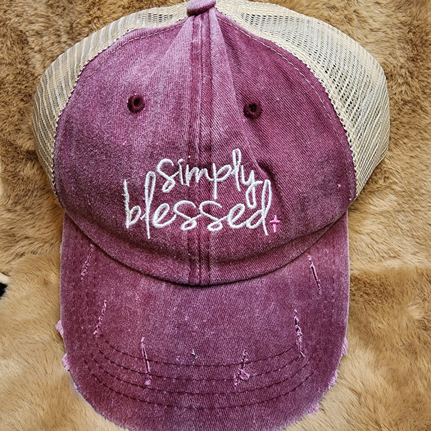 Simply Blessed Ponytail Baseball Cap
