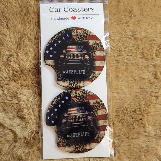 Jeep Life 2 pc Neoprene Car Coaster Set