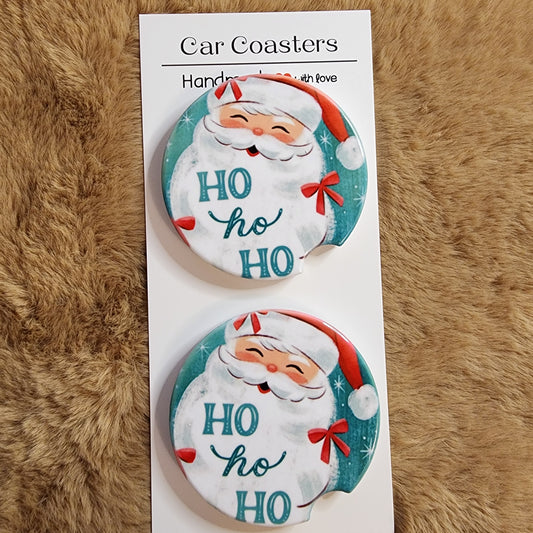 Santa Claus 2 pc Ceramic Coaster Set