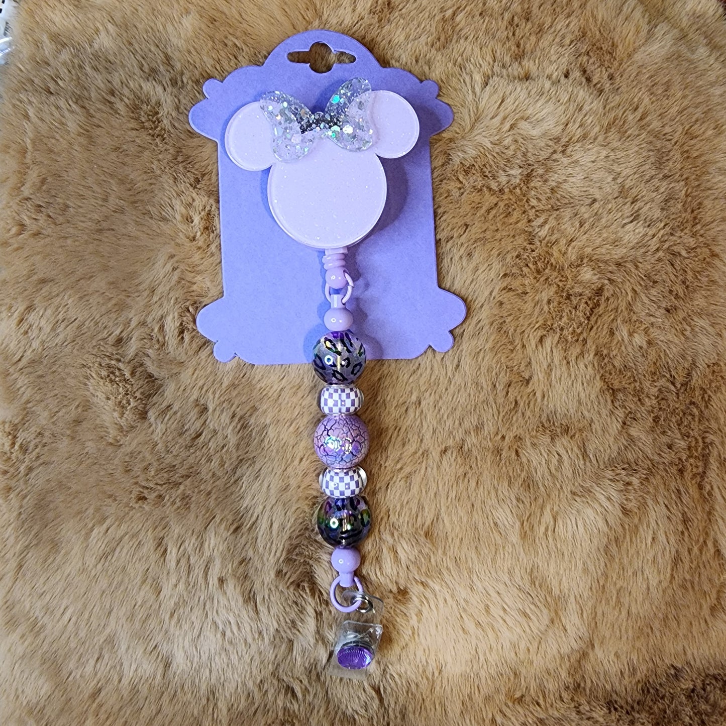Light Purple Glitter Beaded Badge Reel