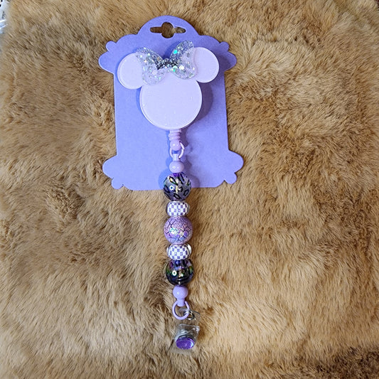 Light Purple Glitter Beaded Badge Reel