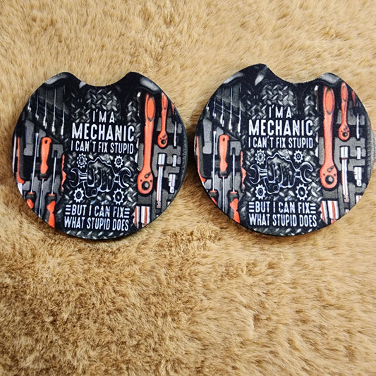 Mechanic 2 pc car coaster set