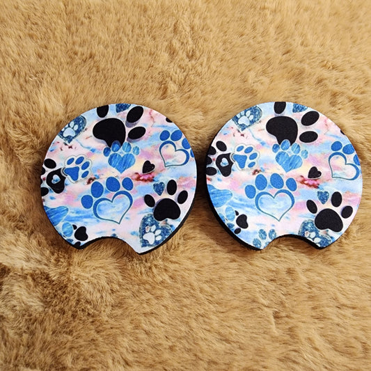 Paw Prints 2 pc car coaster set