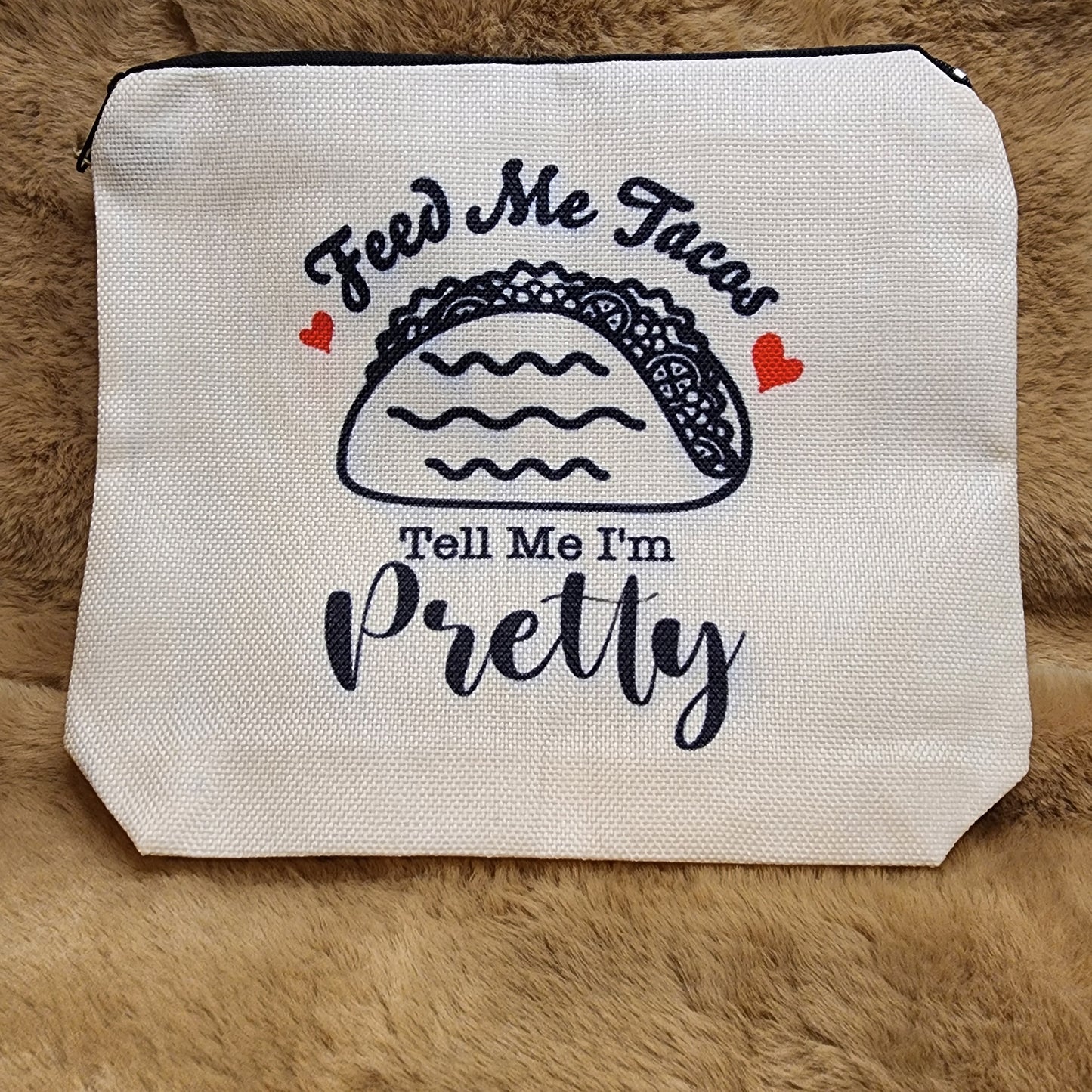 Feed Me Tacos Canvas Makeup Bag