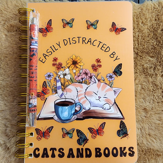 Cats & Books Notebook/Journal with matching pen