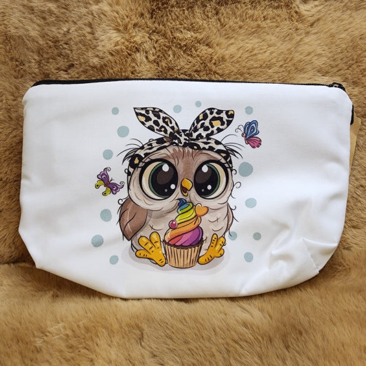 Cute Cupcake Owl Nylon Makeup Bag