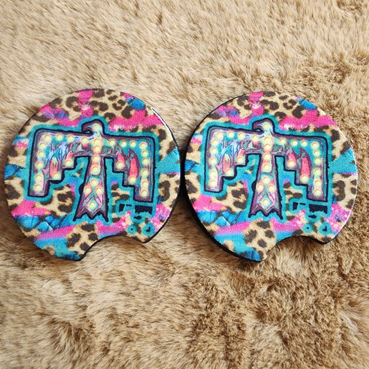 Leopard Print Thunderbird Car Coaster