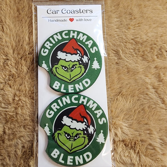 Grinchmas Blend 2 pc Neoprene Car Coaster Set