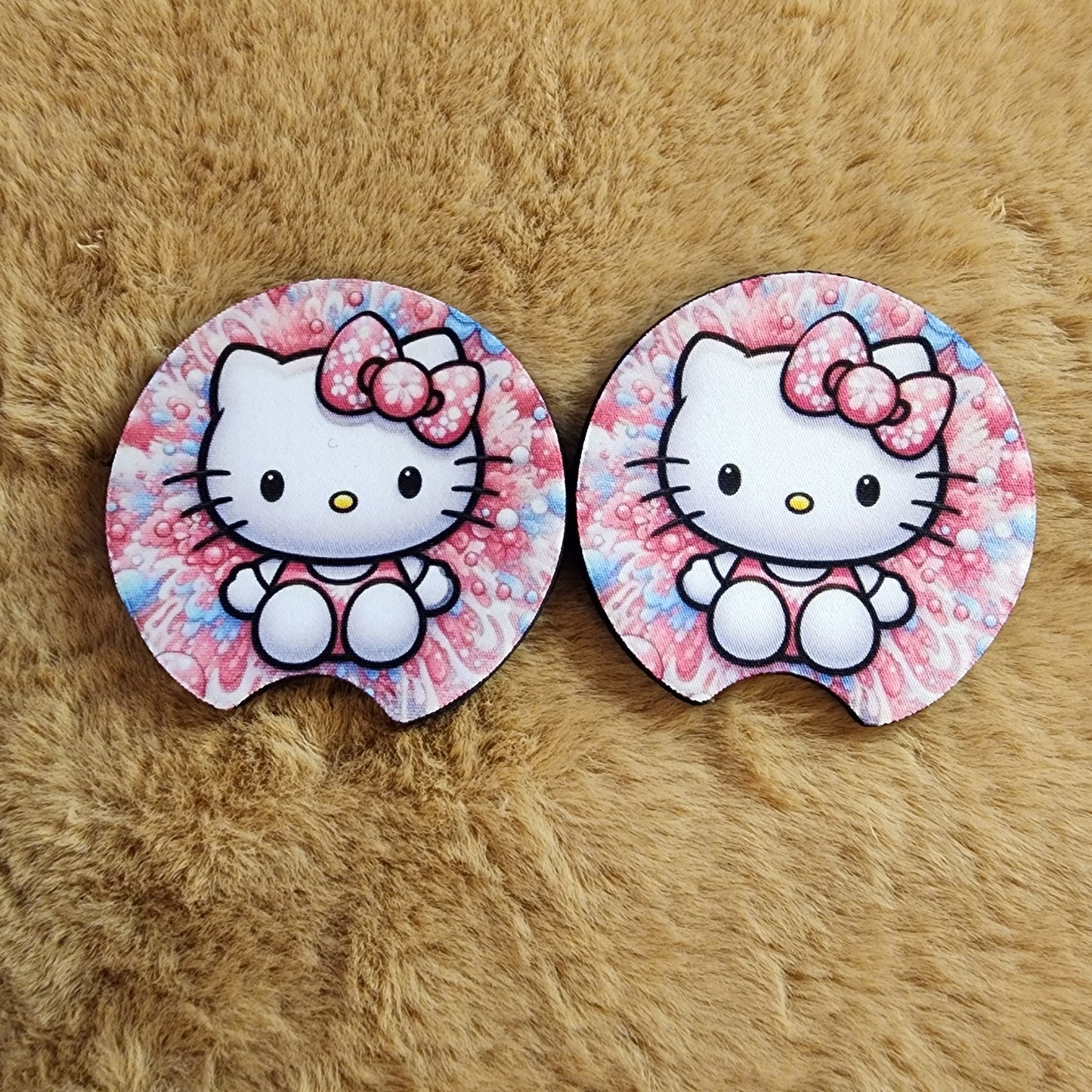 Kitty 2 pc car coaster set