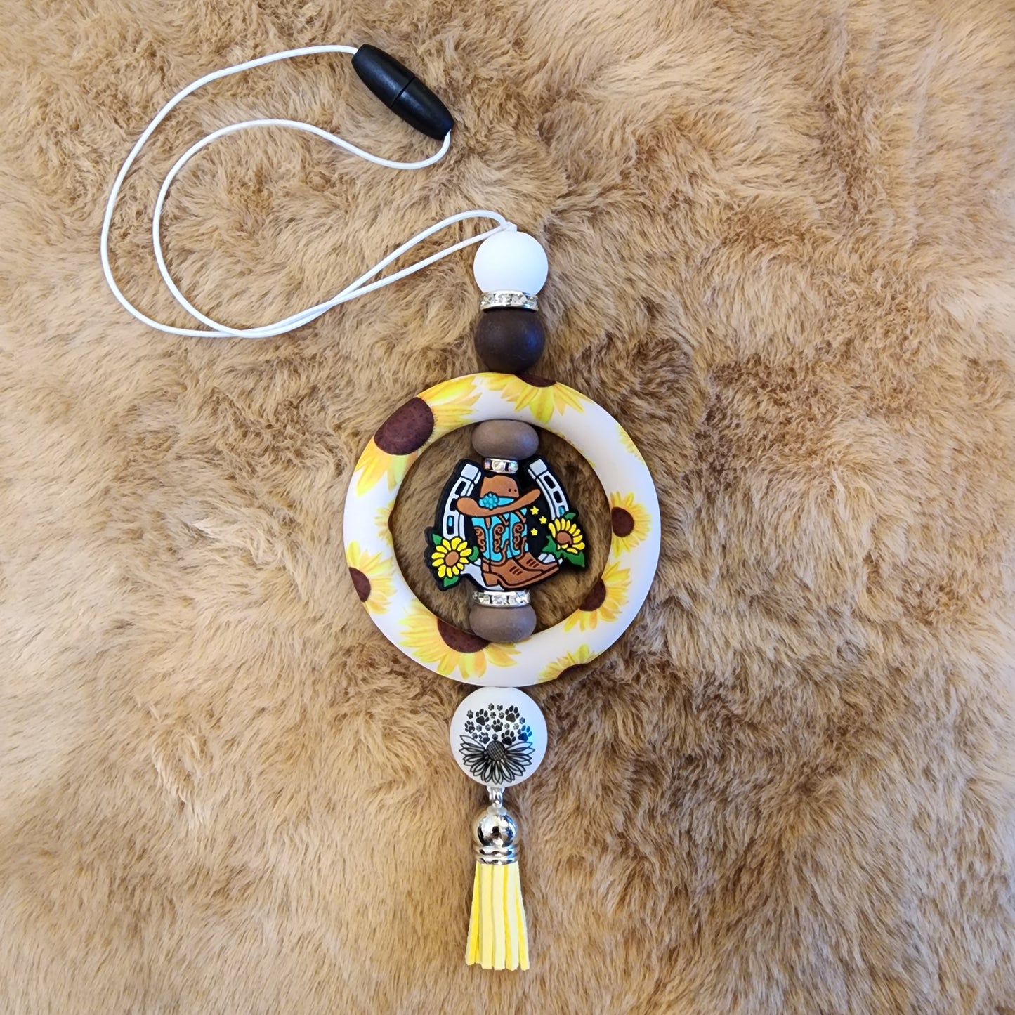 Western Sunflower Car Charm