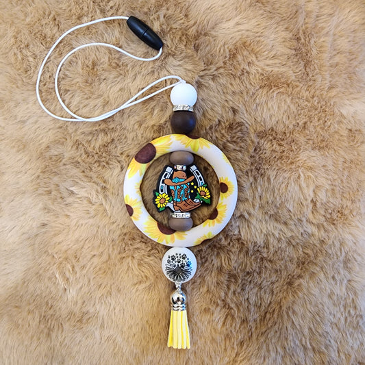 Western Sunflower Car Charm