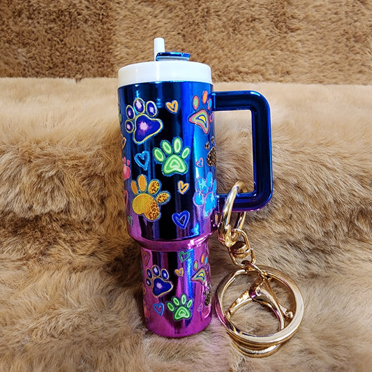 Paw Print Mini Tumbler Keychain