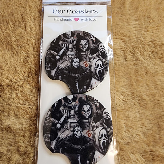 Horror Crew 2 pc Neoprene Car Coaster Set
