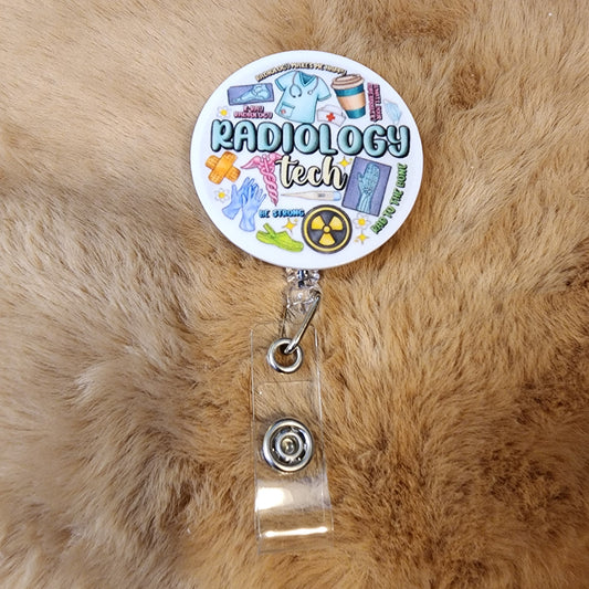 Radiology Tech White Badge Reel