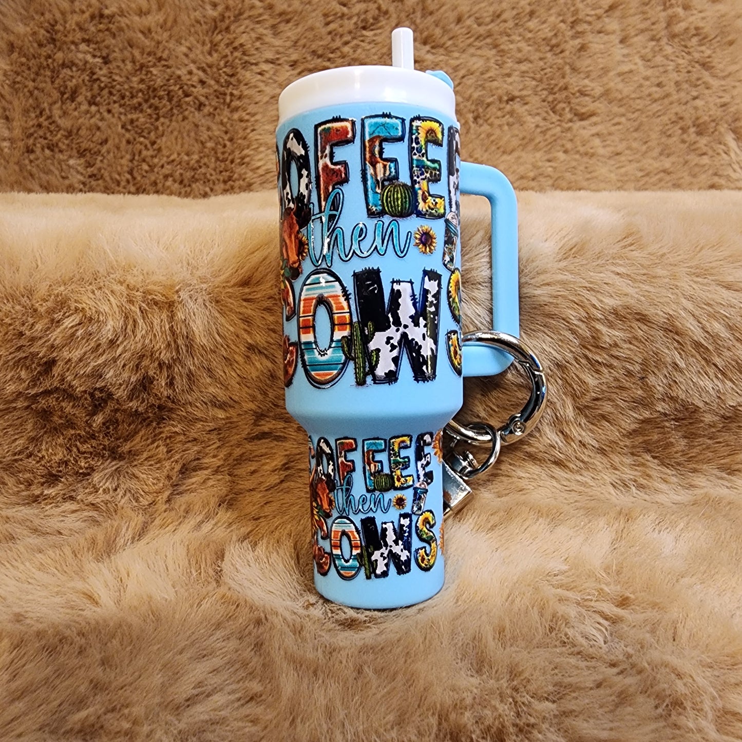 Coffee Then Cows Mini Tumbler Keychain