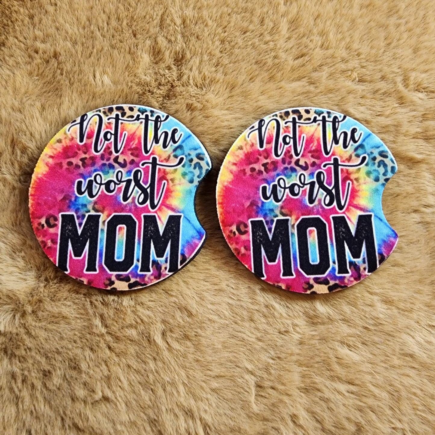 Not The Worst Mom 2 pc car coaster set
