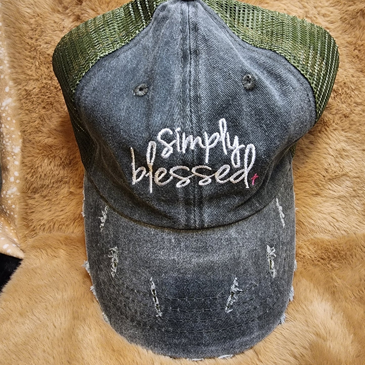 Simply Blessed Ponytail Baseball Cap