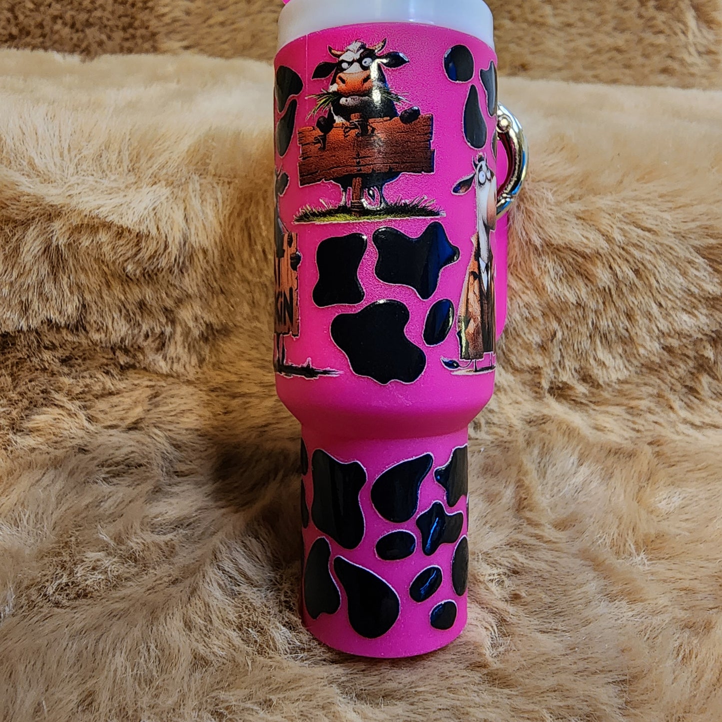 Cow Print Mini Tumbler Keychain