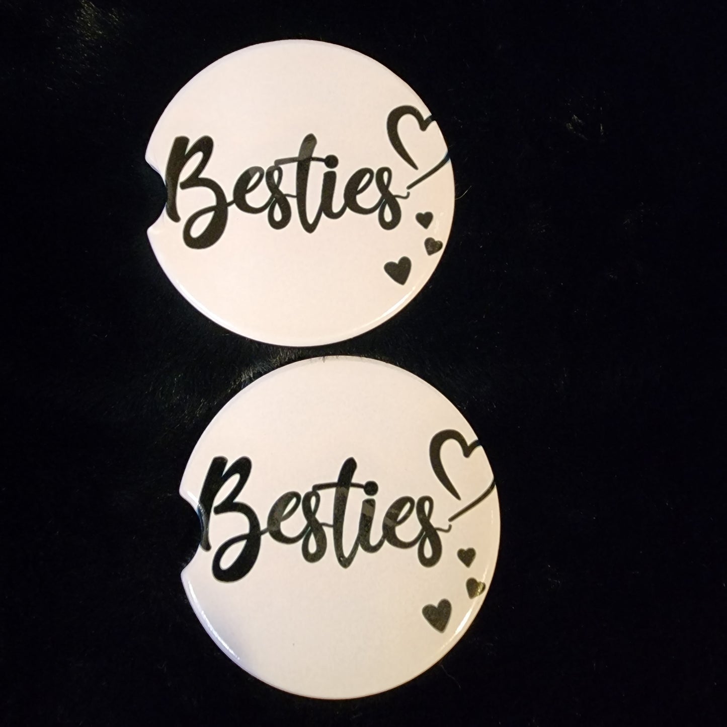 Besties 2 pc ceramic car coaster set