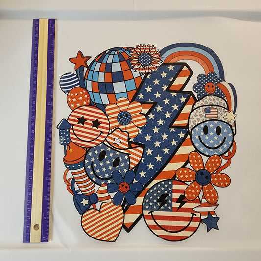 Smiley collage Patriotic DTF