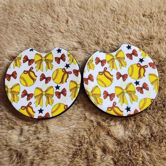 Softballs & Bows Car Coaster