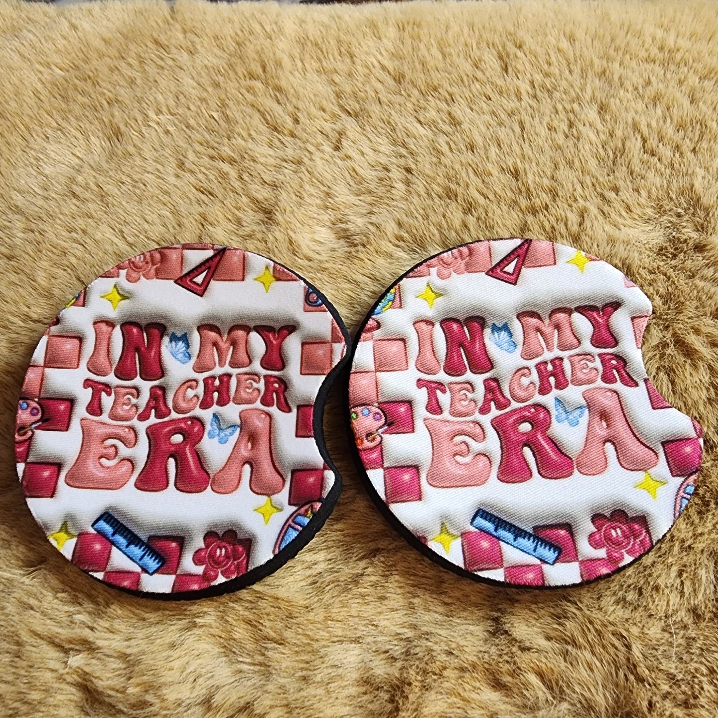 In My Teacher Era 2 pc car coaster set
