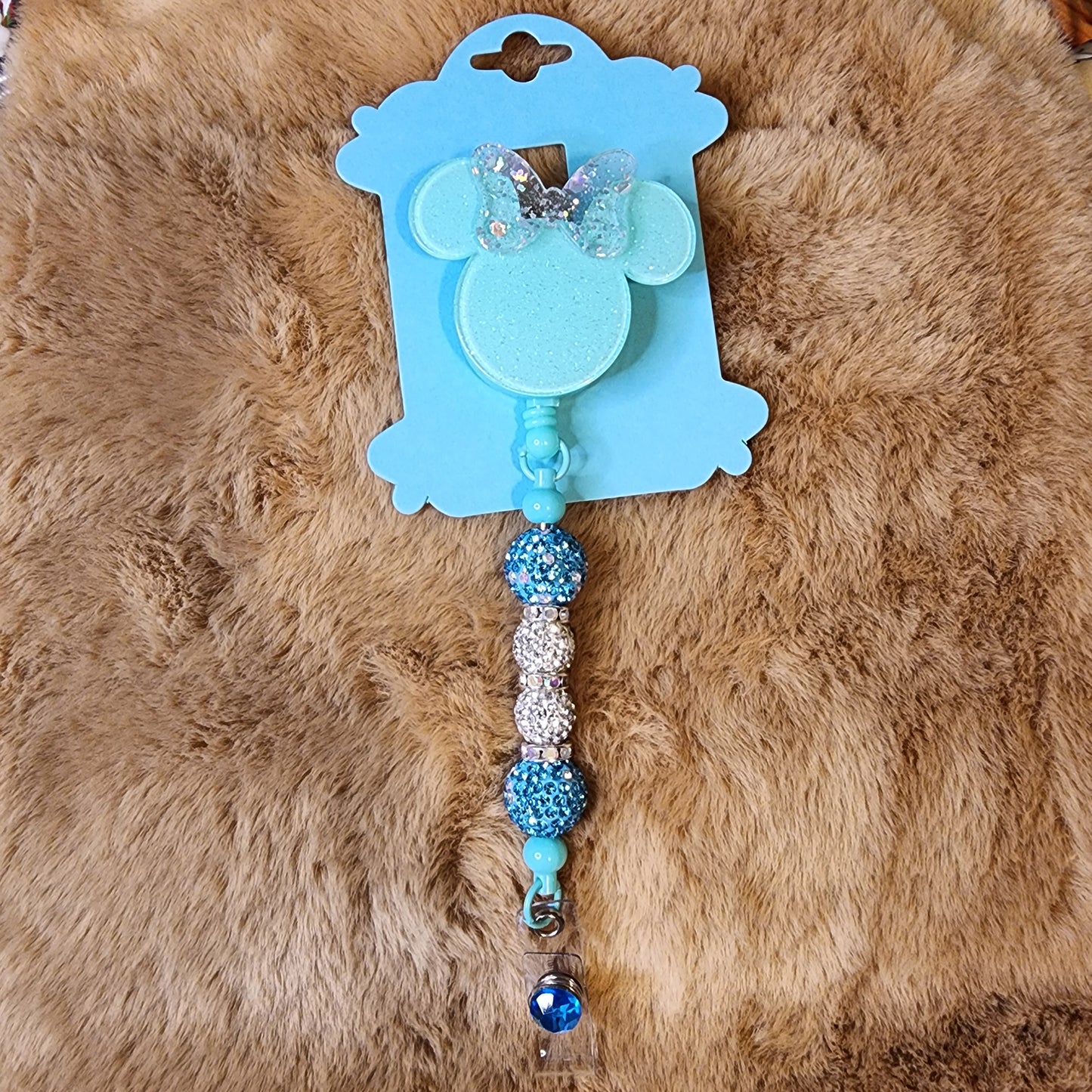 Light Blue Glitter Beaded Badge Reel