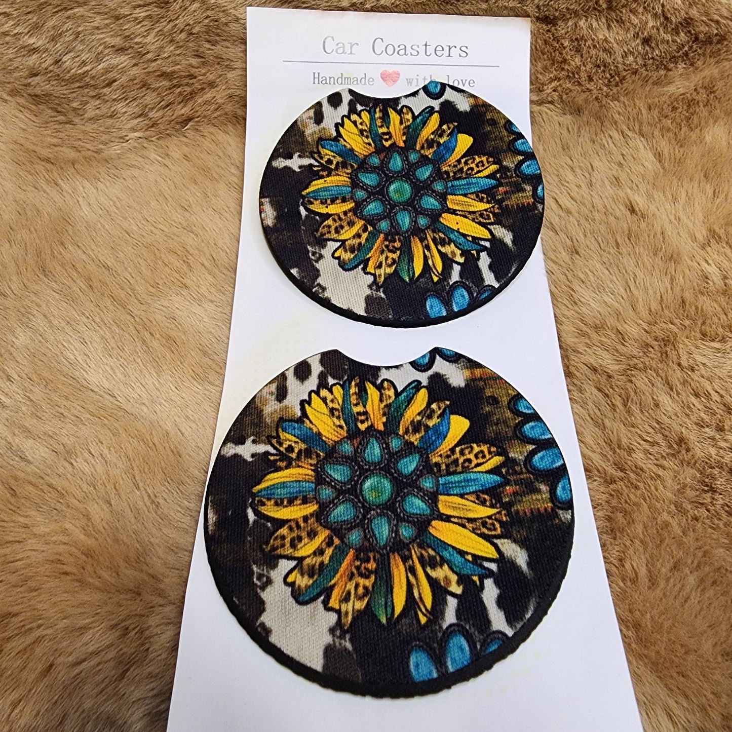 Western Sunflower Car Coaster