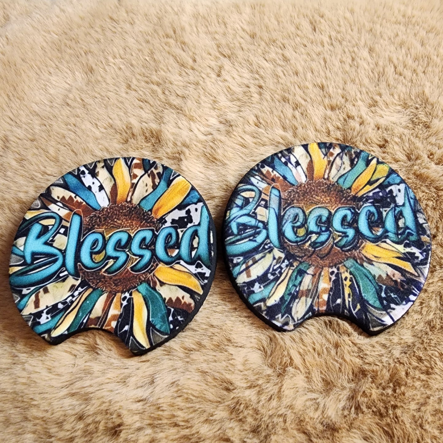 Blessed 2 pc car coaster set