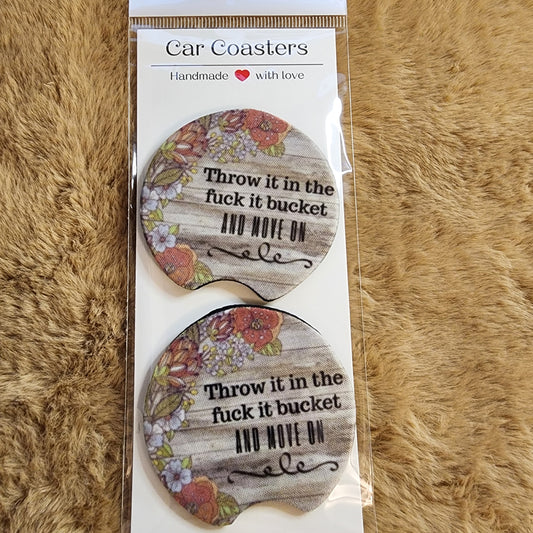 F*#k It Bucket 2 pc Neoprene Car Coaster Set