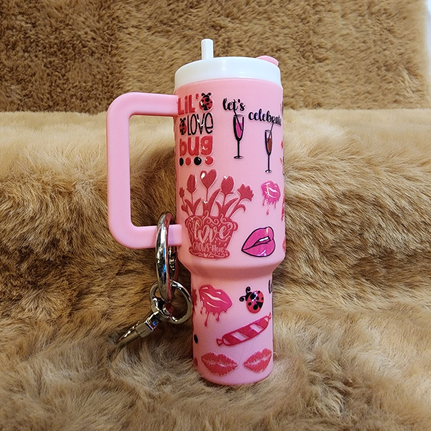 VS Pink Theme Mini Tumbler Keychain