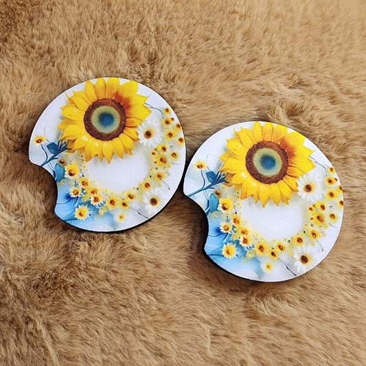 Floral 2 pc car coaster set
