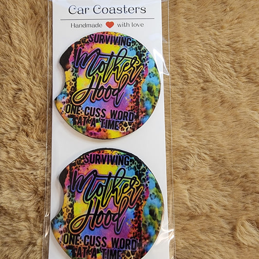 Motherhood 2 pc Neoprene Car Coaster Set