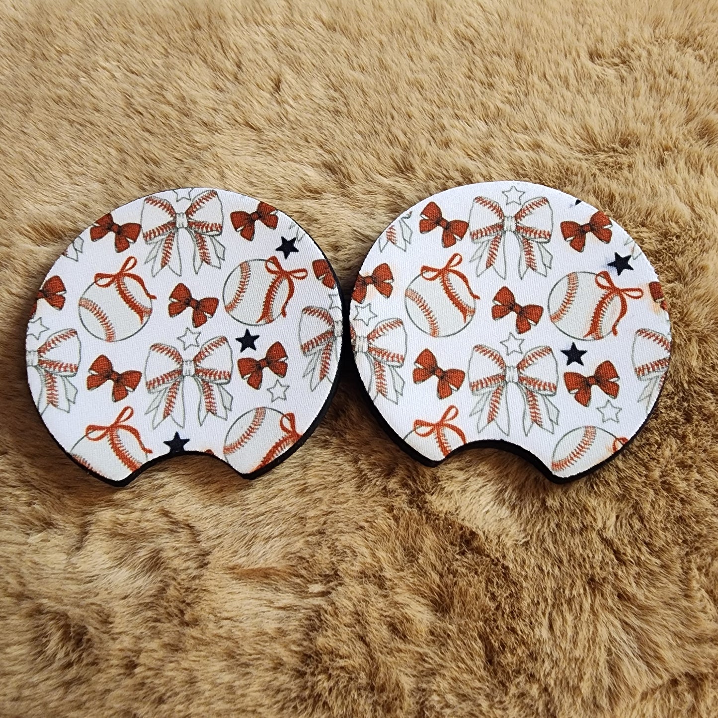 Baseballs & Bows Car Coaster