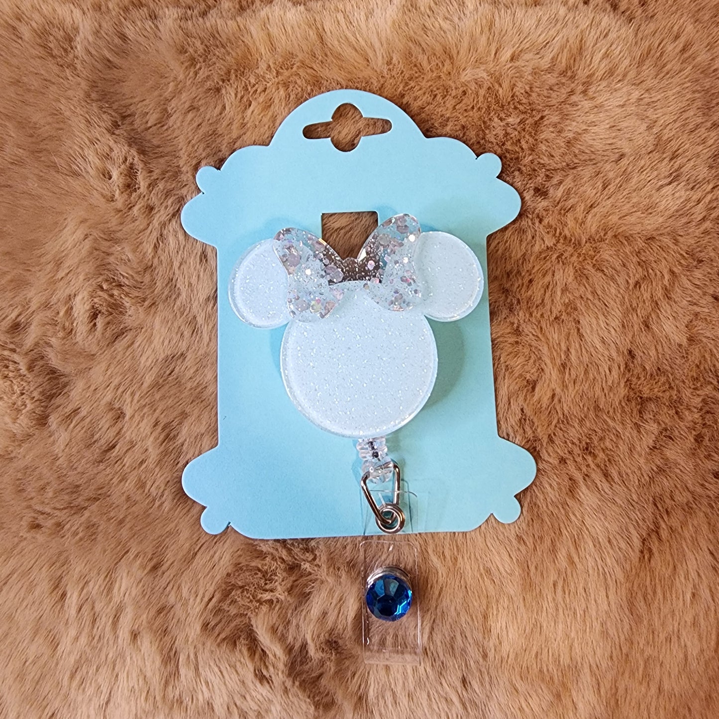 White Glitter Badge Reel