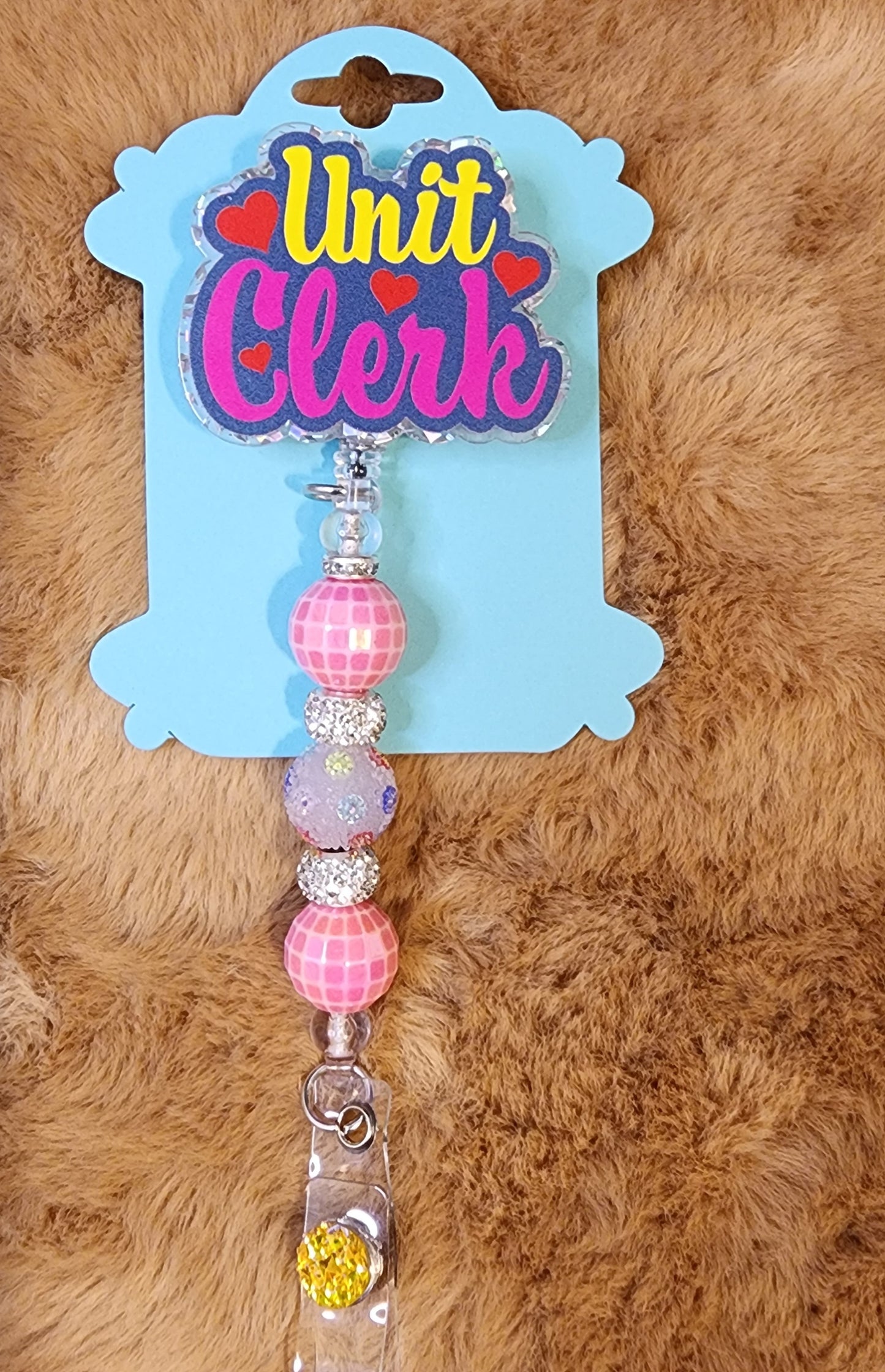 Unit Clerk Beaded Badge Reel