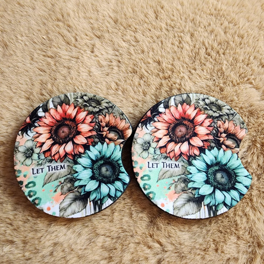 Let Them 2 pc car coaster set