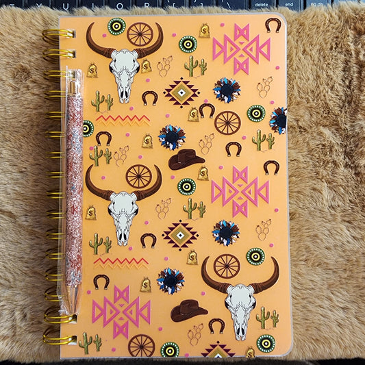 Cow Skull Notebook/Journal with matching pen