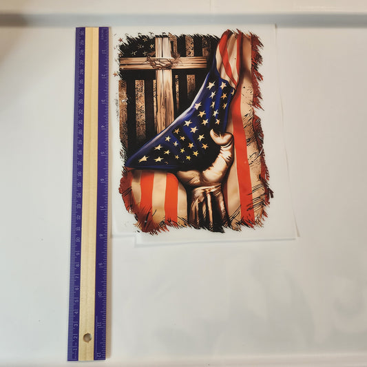 Flag & Cross Patriotic DTF